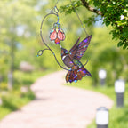 Hummingbird & Pink Bell Flower Vine Holographic Acrylic Suncatcher