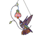Hummingbird & Pink Bell Flower Vine Holographic Acrylic Suncatcher