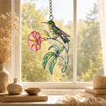 Hummingbird & Coral Morning Glory Holographic Acrylic Suncatcher