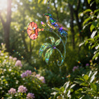 Hummingbird & Coral Morning Glory Holographic Acrylic Suncatcher