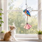 Kingfisher & Pink Lotus Holographic Acrylic Suncatcher