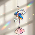 Kingfisher & Pink Lotus Holographic Acrylic Suncatcher