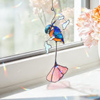 Kingfisher & Pink Lotus Holographic Acrylic Suncatcher