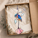 Kingfisher & Pink Lotus Holographic Acrylic Suncatcher