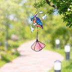 Kingfisher & Pink Lotus Holographic Acrylic Suncatcher
