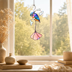 Kingfisher & Pink Lotus Holographic Acrylic Suncatcher