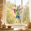 Hummingbird & Lavender Sprig Holographic Acrylic Suncatcher