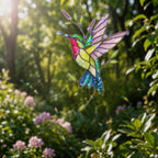 Hummingbird & Lavender Sprig Holographic Acrylic Suncatcher