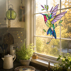 Hummingbird & Lavender Sprig Holographic Acrylic Suncatcher