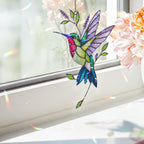Hummingbird & Lavender Sprig Holographic Acrylic Suncatcher