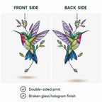 Hummingbird & Lavender Sprig Holographic Acrylic Suncatcher