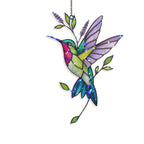 Hummingbird & Lavender Sprig Holographic Acrylic Suncatcher