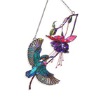 Hummingbird & Purple Fuchsia Flower Holographic Acrylic Suncatcher