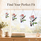 Hummingbird Pair & Pink Blossom Branch Holographic Acrylic Suncatcher