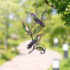 Hummingbird Pair & Leafy Vine Holographic Acrylic Suncatcher
