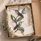 Hummingbird Pair & Leafy Vine Holographic Acrylic Suncatcher