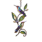 Hummingbird Pair & Leafy Vine Holographic Acrylic Suncatcher
