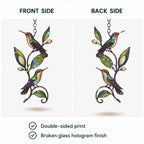 Hummingbird Pair & Leafy Vine Holographic Acrylic Suncatcher