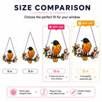 Baltimore Oriole & Apple Blossom Branch Holographic Acrylic Suncatcher