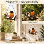 Baltimore Oriole & Apple Blossom Branch Holographic Acrylic Suncatcher