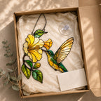 Hummingbird & Yellow Hibiscus Holographic Acrylic Suncatcher