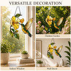 Hummingbird & Yellow Hibiscus Holographic Acrylic Suncatcher