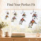 Hummingbird Pair & Red Berry Branch Holographic Acrylic Suncatcher