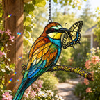 Bee-eater & Swallowtail Butterfly Holographic Acrylic Suncatcher
