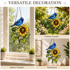 Indigo Bunting & Sunflower Holographic Acrylic Suncatcher