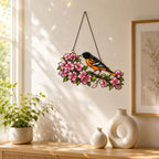 Baltimore Oriole & Cherry Blossom Branch Holographic Acrylic Suncatcher
