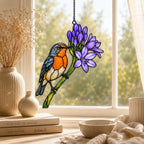 Bluebird & Purple Agapanthus Holographic Acrylic Suncatcher