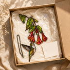 Hummingbird & Red Trumpet Flowers Holographic Acrylic Suncatcher