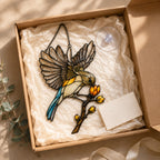 Songbird in Flight & Golden Buds Holographic Acrylic Suncatcher