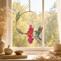 Hummingbird & Red Bloom Vine Holographic Acrylic Suncatcher