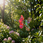 Hummingbird & Red Bloom Vine Holographic Acrylic Suncatcher