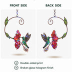 Hummingbird & Red Bloom Vine Holographic Acrylic Suncatcher