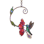 Hummingbird & Red Bloom Vine Holographic Acrylic Suncatcher