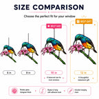 Rainbow Sunbird & Pink Lily Holographic Acrylic Suncatcher