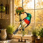 Scarlet-chested Sunbird & Protea Holographic Acrylic Suncatcher