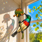 Scarlet-chested Sunbird & Protea Holographic Acrylic Suncatcher