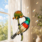 Scarlet-chested Sunbird & Protea Holographic Acrylic Suncatcher