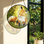 Resting Fox & Wildflower Stained Glass Suncatcher