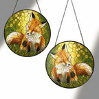 Resting Fox & Wildflower Stained Glass Suncatcher