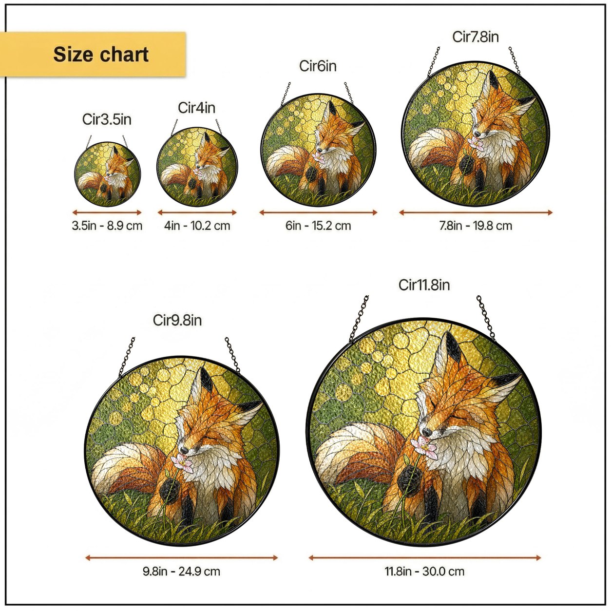 Resting Fox & Wildflower Stained Glass Suncatcher