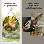 Resting Fox & Wildflower Stained Glass Suncatcher