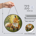 Resting Fox & Wildflower Stained Glass Suncatcher