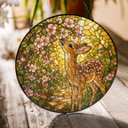 Fawn & Blossom Path Stained Glass Suncatcher