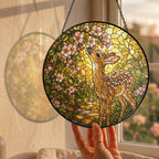 Fawn & Blossom Path Stained Glass Suncatcher