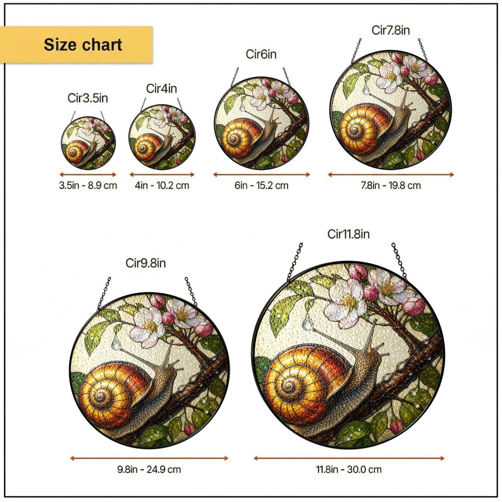 Snail on Blossom Branch Stained Glass Suncatcher