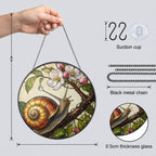 Snail on Blossom Branch Stained Glass Suncatcher